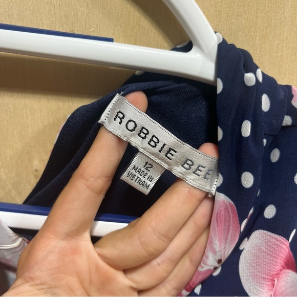 Navy Pink Summer Casual Floral Sleeveless Tank Dress Size 12 Robbie Bee - Picture 2 of 5